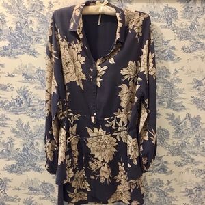 Free People Dark Blue Mini Dress Tunic, XS